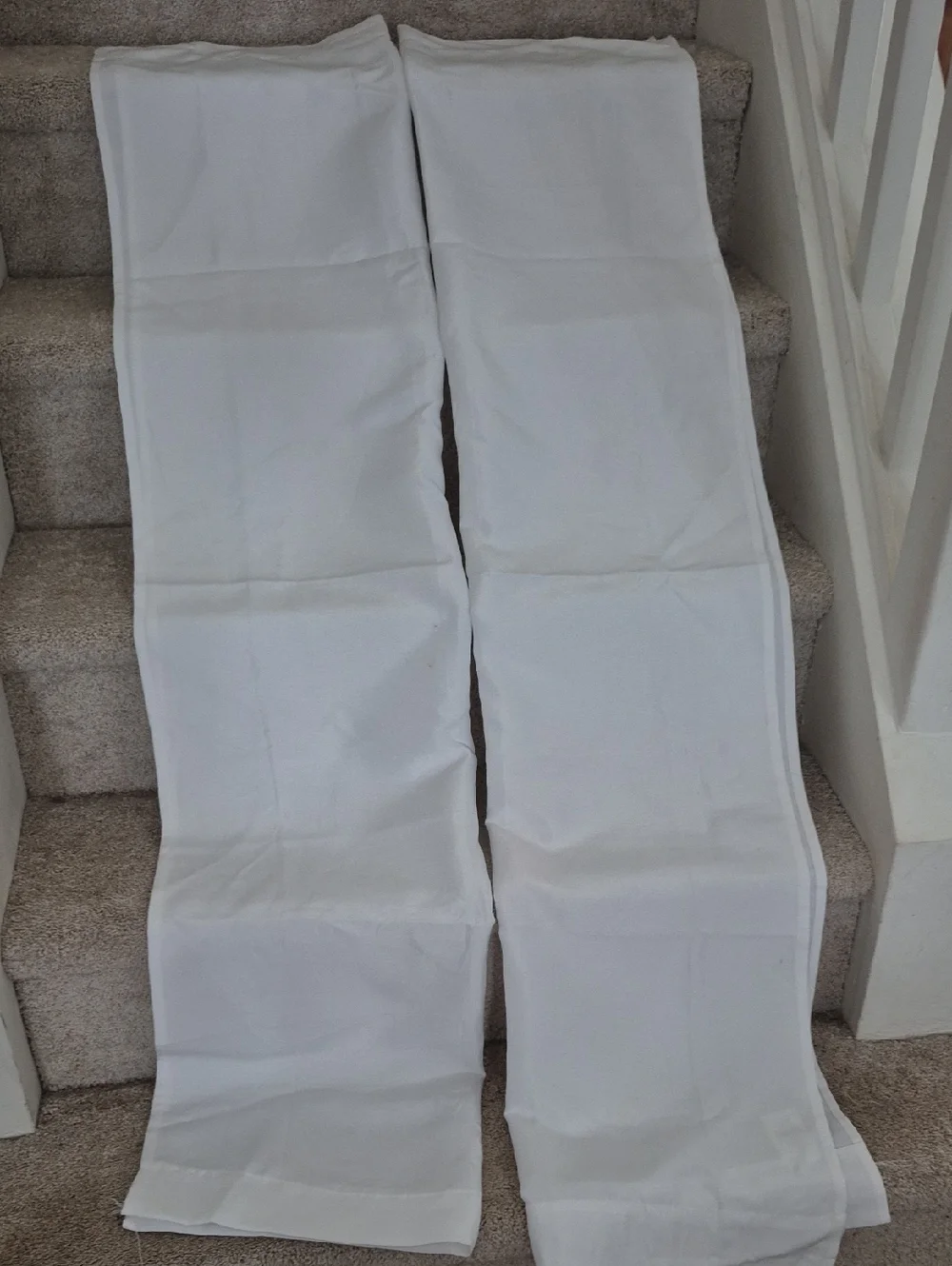 Two Sailcloth Arctic White Curtsin Panels 28X84 (56x84)